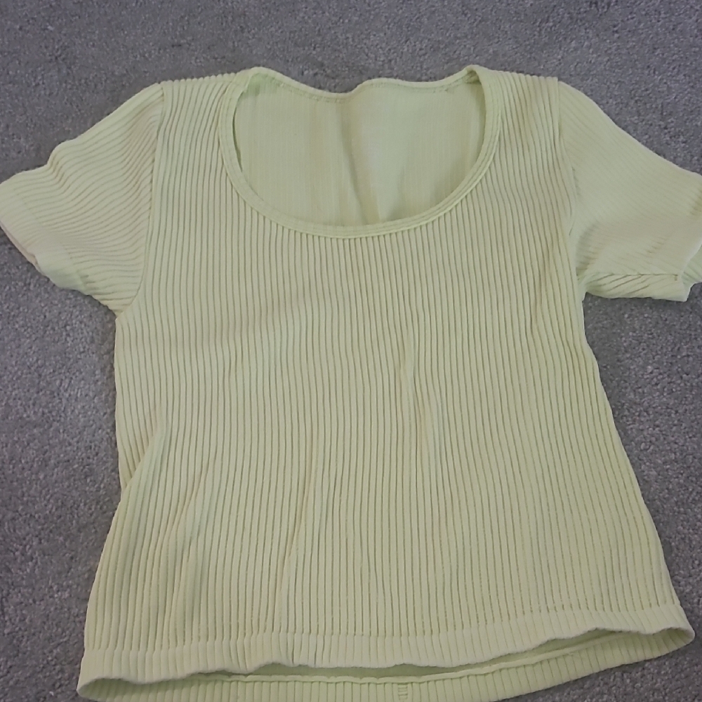 Women's Ribbed Knit Top - yellow/green